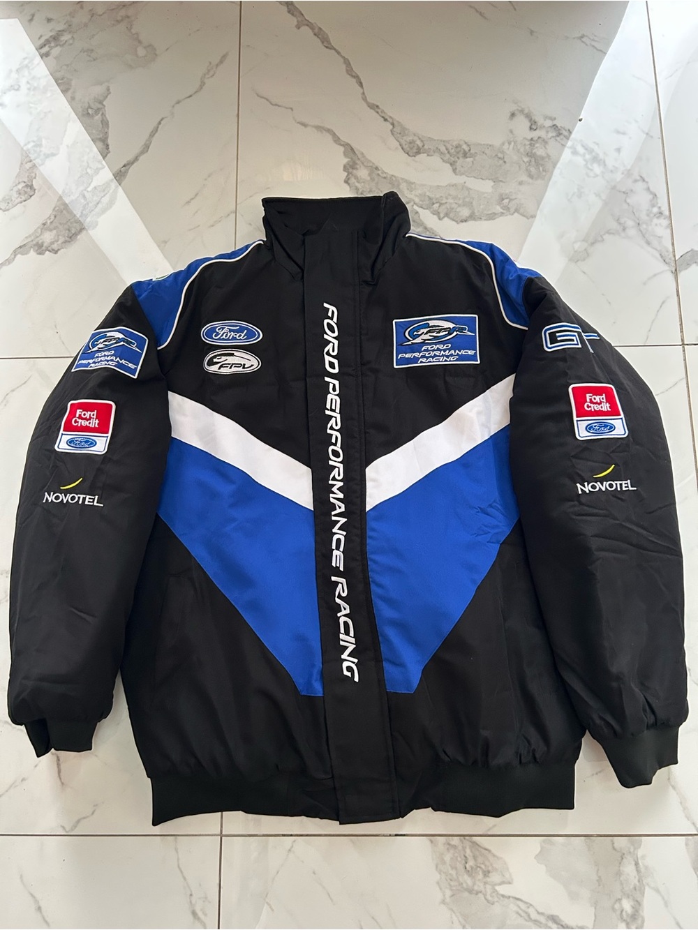 Ford Racing Jacket Blue Black – Vintage Embroidered Bomber